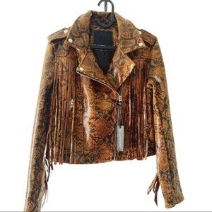 Blank NYC Word of Mouth Brown Snake skin Jacket Xs